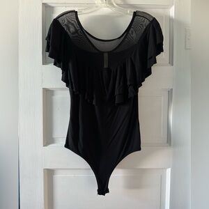 Jolie Stassia Mesh Black Bodysuit